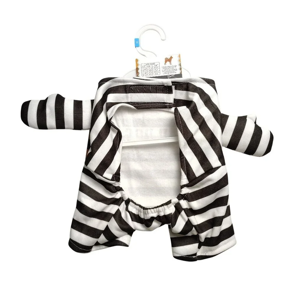Woof Bad Dog Striped Jailbird Costume Medium Fun Halloween Pet Outfit